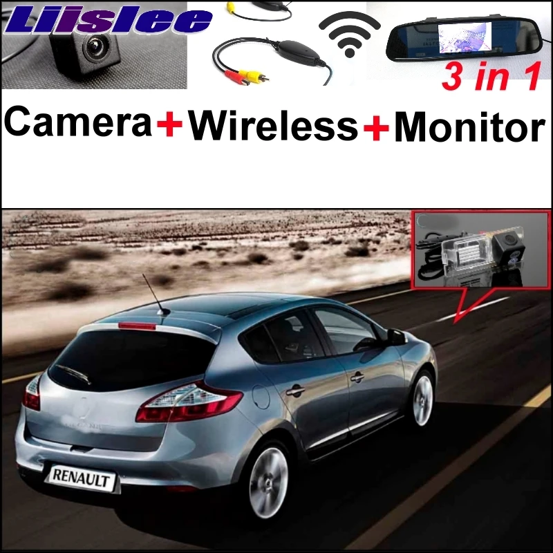 Liislee 3 in1 Special Rear View Camera + Wireless Receiver + Mirror Monitor DIY Parking System For Renault Megane II III liislee for renault samsung qm5 3 in1 special rear view camera wireless receiver mirror monitor easy back parking system