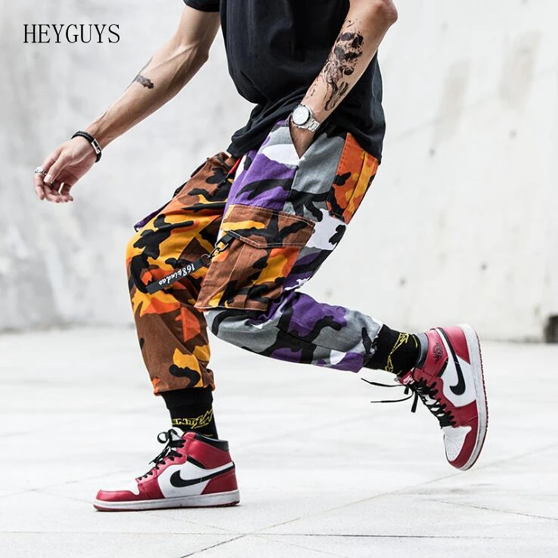 

HEYGUYS 2019 New national tide multi-pocket hip-hop pants pants men's casual trousers super fire tooling camouflage pants M--XXL