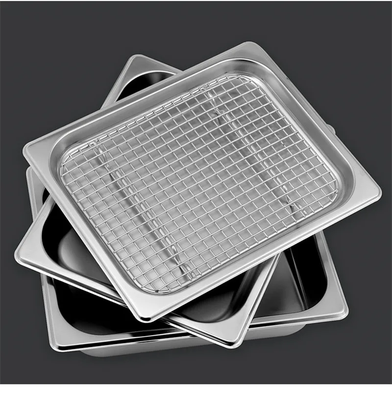 

GN pan mesh net BBQ net Stainless steel basin oil rack pot filter rectangular plate box frying basket baking shaker tub strainer