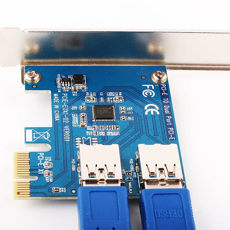 Плата адаптера переходника Ubit 2 в 1 PCI E USB3.0 Rabbet Ethereum Mining с кабелем передачи данных