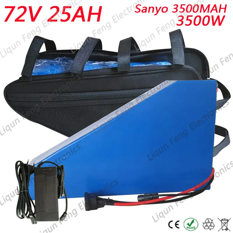 Discount 72V Electric Scooter Battery 72V 2000W 3000W Electric Bike Battery 72V 25AH lithium Battery pack Use Sanyo Cell With 5A Charger 0