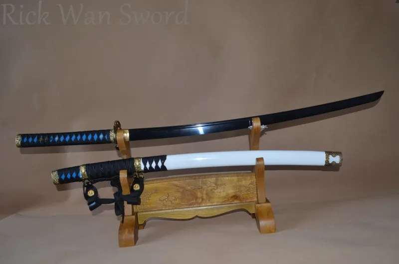 

White saya Full Tang Hand Forged 1060 Carbon Steel Japanese Samurai Tachi Sword real rayskin bule