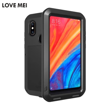 

LOVE MEI Metal Armor case for xiaomi Mi 8 shockproof dustproof life-waterproof phone case for xiaomi Mi8 with tempered glass