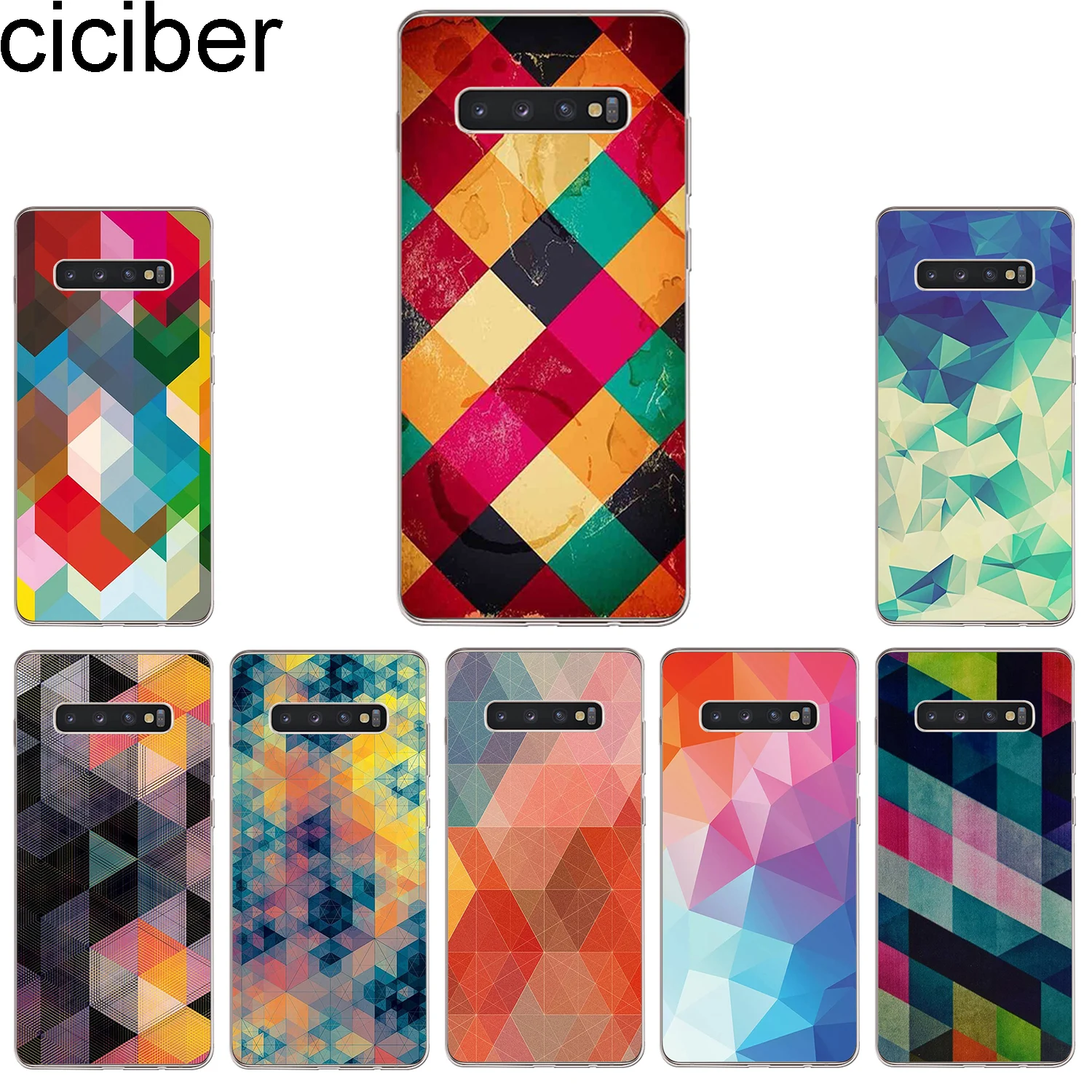 ciciber Phone Case for Samsung Galaxy S10 S10+ S10e Soft TPU Back Cover S9 S8 S7 S6 S5 Edge Plus S9+ Plaid Pattern |