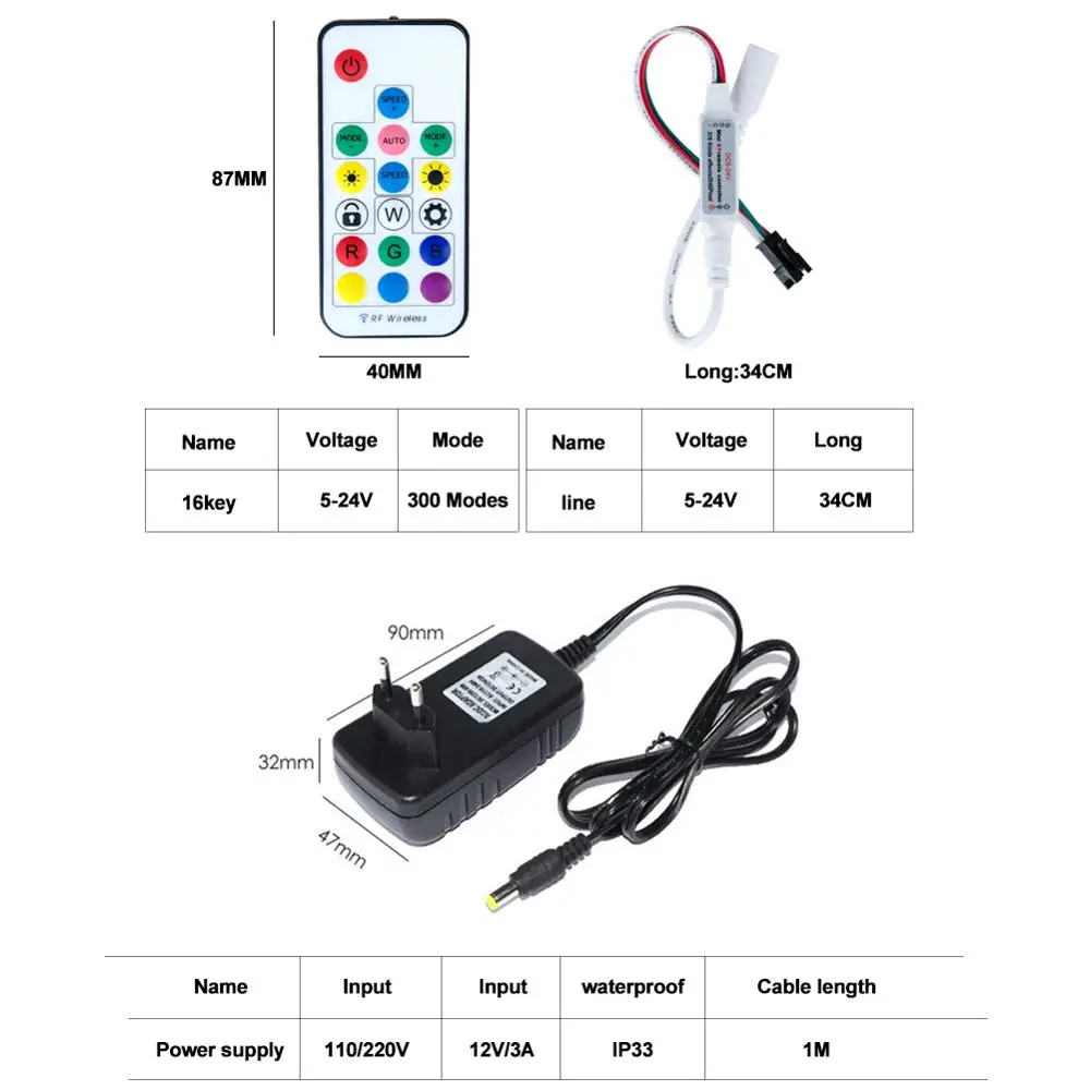EeeToo 2811 Светодиодная лента 5 в 5050RGB Водонепроницаемая индивидуально Адресуемая e 30