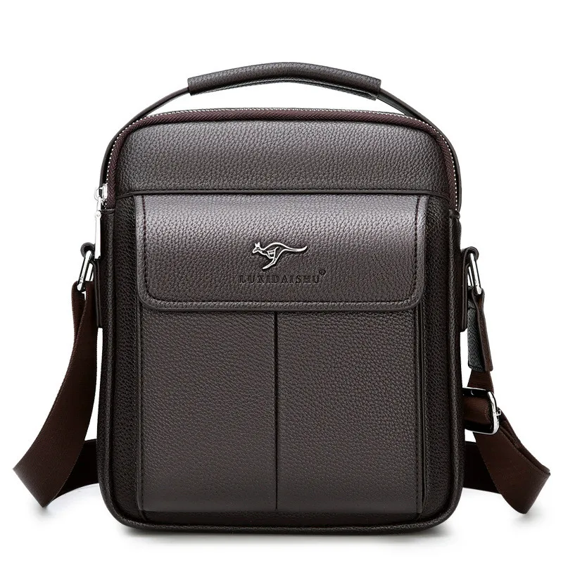 

New Luxury Genuine Leather Men Handbag Shoulder Bag Hot Sale Cow Leather Bag Vintage Casual Style Flap Bags Men's Crossbody Bag