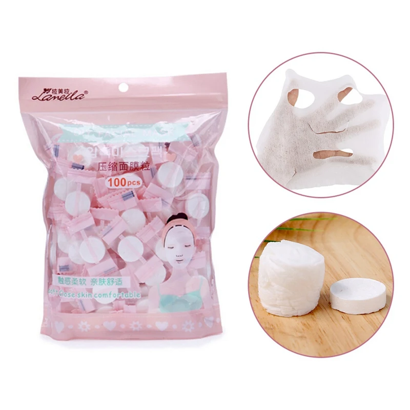 

100pcs/pack Compressed Face Mask Paper Disposable Facial Masks Paper Skin Care Wrapped Masks DIY Women Makeup Beauty Tool