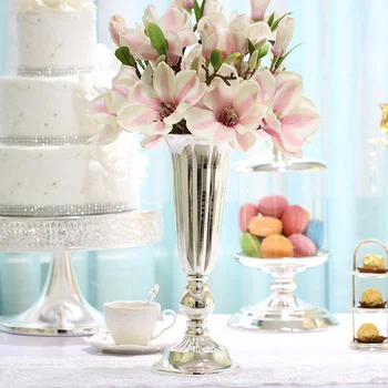 

Silver Plated Vase Metal Wedding Centerpiece Table Decoration