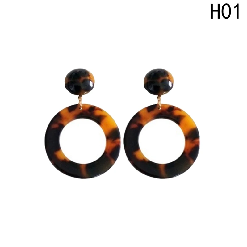 

Fashion Leopard Earrings Acetate eEarrings Personality Atmosphere Exaggerated Edition Geometric Round Brown Acrylic Earrings