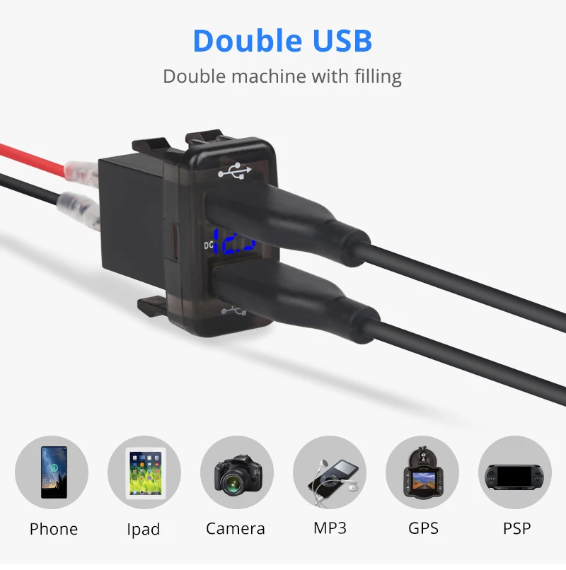 4.2A автомобильный сдвоенный вход USB зарядное устройство 12 в 24 В светодиодный дисплей Вольтметр 5 в 2.1A USB зарядное устройство Зарядка для смартфона gps для Toyota