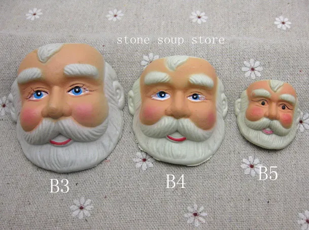 

1-10pcs Mini Santa Claus accessories Mask Christmas decorations Plastic Santa Face Diy craft ornament wholesale 7 sizes
