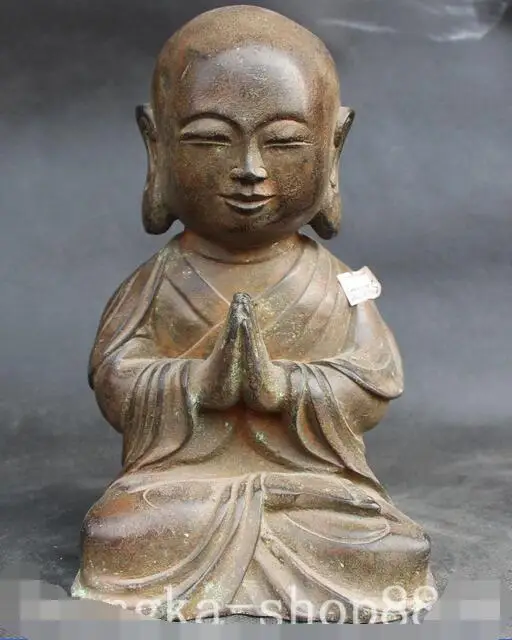 

8" Chinese Buddhism Bronze Seat Yixiu Buddhist Monk Bonze Shaman Buddhist Statue