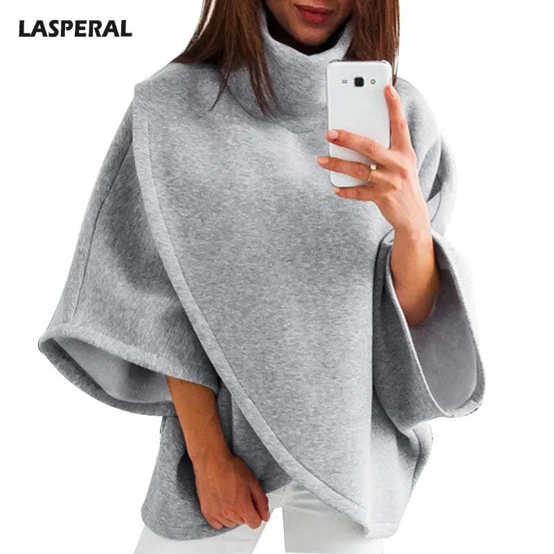 LASPERAL 2018 Oversize Turtleneck Hoodies Sweatshirt Women