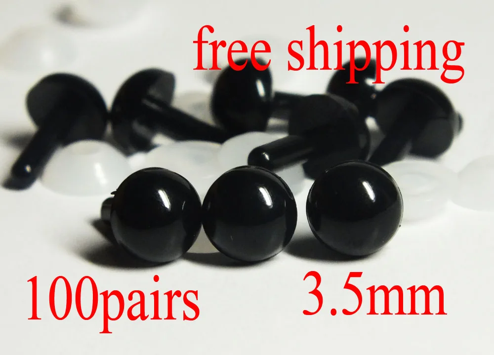 

100 pairs (200pc) Black eyes 3.5mm black amigurumi Doll eyes Toy eyes Doll parts Teddy bear eyes Needle felting eyes