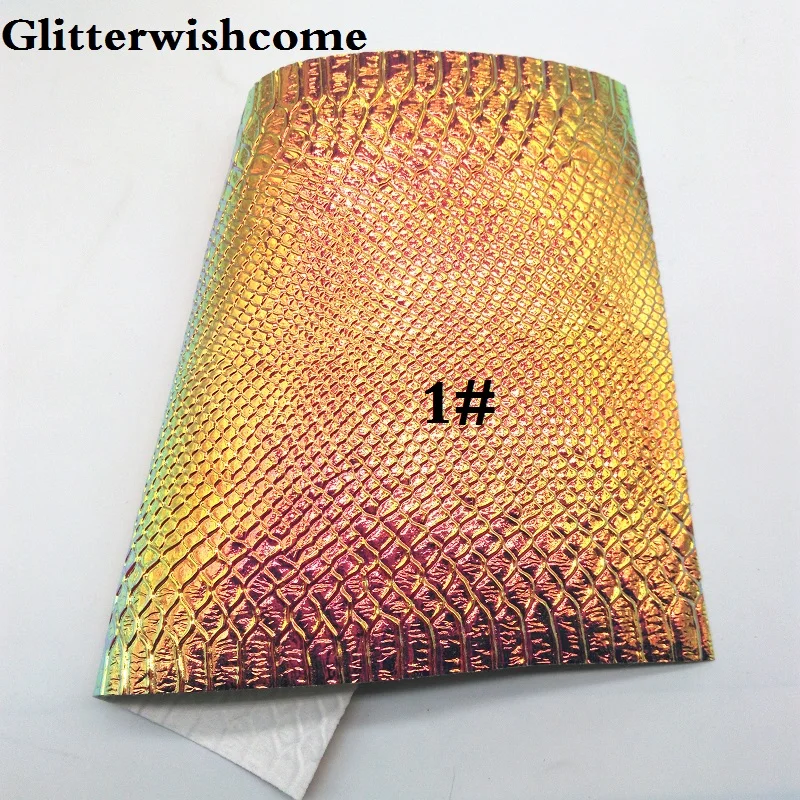 Glitterwishcome 21X29 см A4 размер винил для бантов тисненая змеиная кожа Fabirc искусственная кожа листы для бантов, GM126A