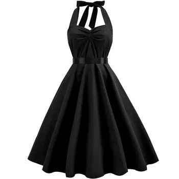 

Fashion Hang neck dress Women Summer dress solid jurkjes high-waist dress women clothes sommerkleid robe ete lady vestidos