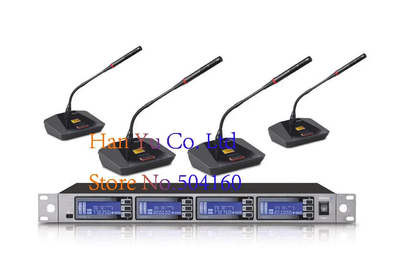 التنوع اللاسلكية مكبر صوت للمؤتمرات Mic نظام 4 الفضة اجتماع معقوفة mic التنوع اللاسلكية مكبر صوت للمؤتمرات Mic نظام 4 الفضة اجتماع معقوفة mic