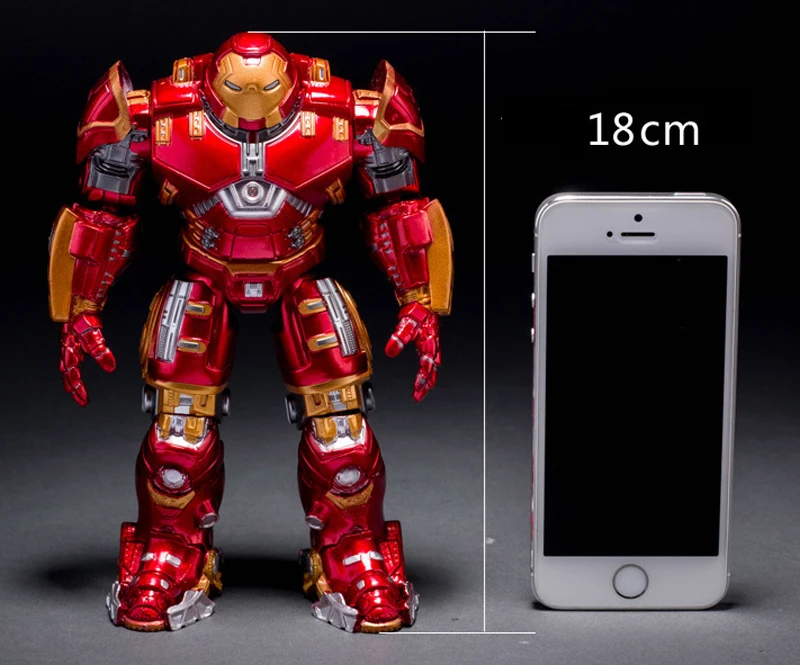 Avengers Iron Man Hulk Buster Armor Joints Movable Mark With LED Light PVC Action Figure Collection Model For Kids Toy 18cm