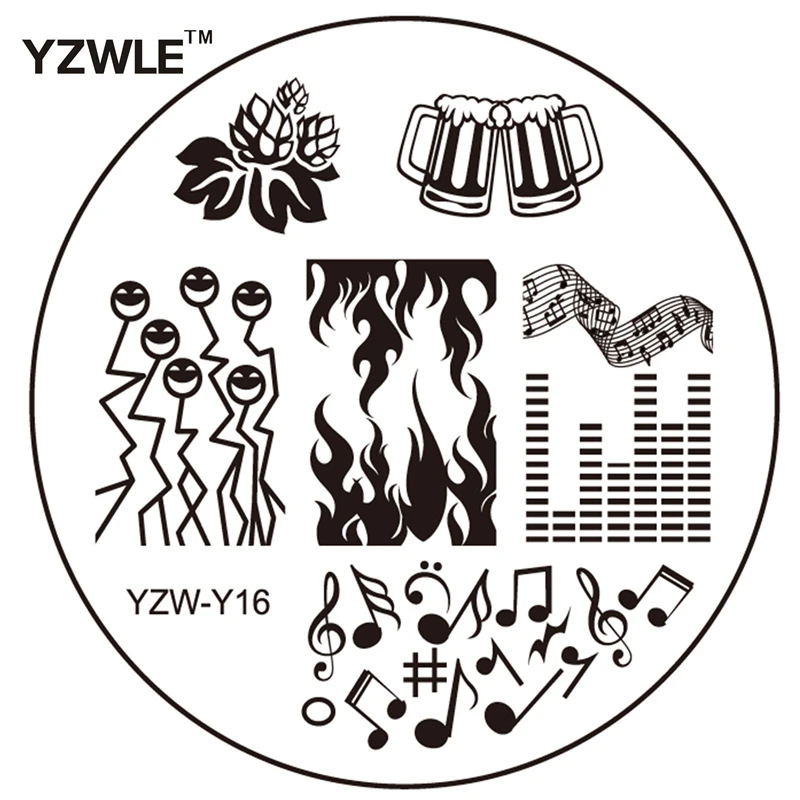 

1pc Template Stamping Cheers Beer Fire Music Image Plate Nail Art DIY Nail Stamping Plates Template YZW-Y16