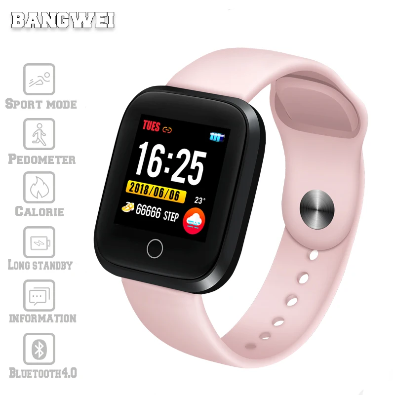 

BANGWEI Smart Watch Heart Rate Blood Pressure Monitor Smart Band Pedometer fitness Tracker Watch Smart Bracelet For Android IOS