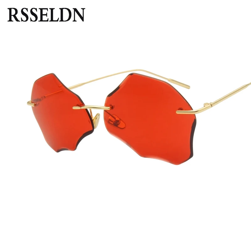 

RSSELDN New Rimless Sunglasses Women Luxury Brand Designer Red Green Yellow High Quality Sun Glasses Ladies Vintage Shades UV400