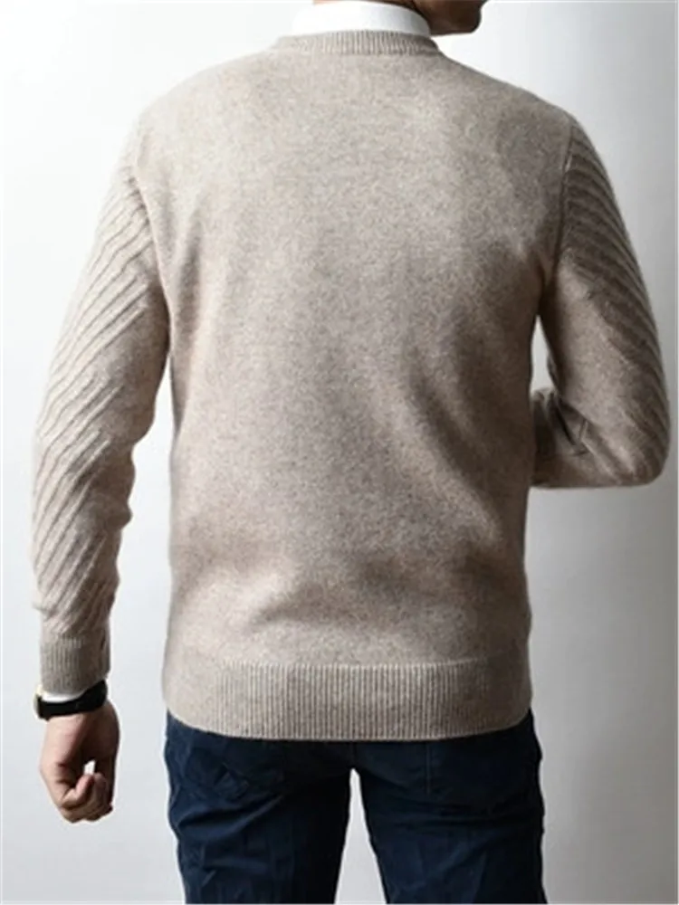 100%cashmere thick twill twisted knit men fashion Oneck loose H-straight pullover sweater 4color S-