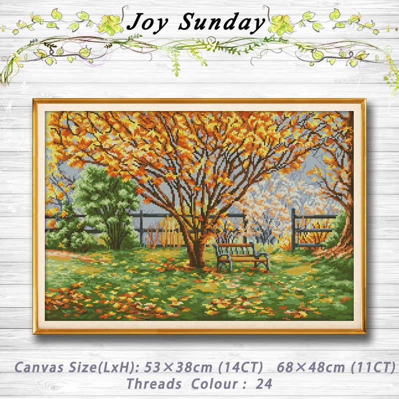 Fallen leaves scenery decor painting 14CT 11CT counted cross stitch kits embroidery set Needlework Set Home | Дом и сад