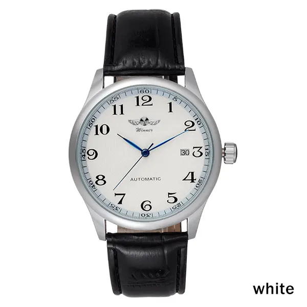 Twinner Мужчины механические часы Мода автоматические Дата часы черная кожа ремень наручные часы Марка подарок часы Reloj Hombre - Цвет: white
