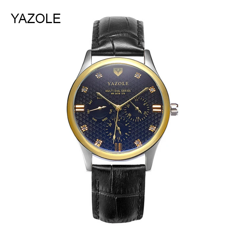 Новое поступление 2018 деловые мужские кварцевые часы YAZOLE 3 циферблата 6 стрелок