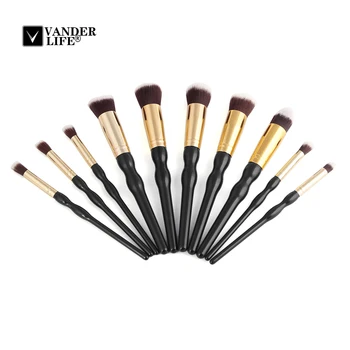 

Makeup Brushes 10Pcs/set Kit Foundation Powder Eyeshadow Eyeliner Lips Concealer Contour Brushes Cosmetics Make Up Tool