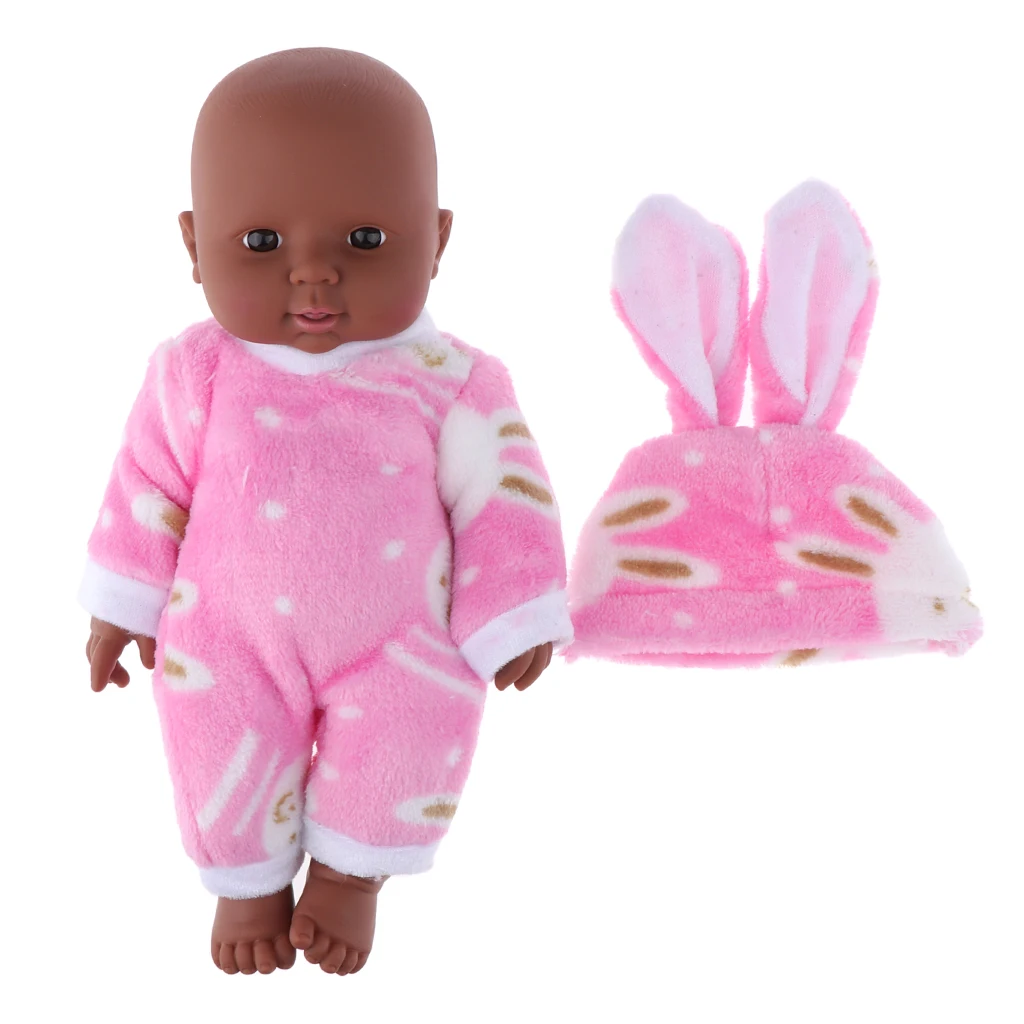 30cm African American Full Body Silicone Soft Vinyl Reborn Doll Full Vinyl Newborn Baby Xmas Gifts Pink for Children