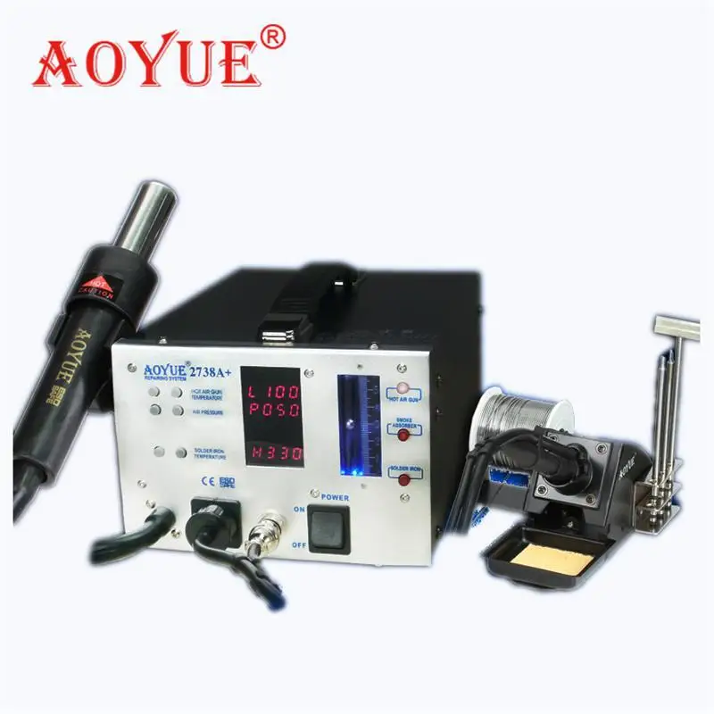 

Free shipping AOYUE2738A + Digital Soldering Station Hot Air Gun smoking iron combination Repair Tools Soldering Stations
