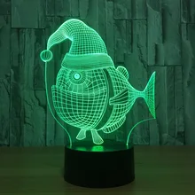 Рыба с крышкой 7 цветов лампа 3d Визуальный светодиодный ночник для детей сенсорный Usb Настольный Lampara Lampe детский спальный ночник комнатный светильник