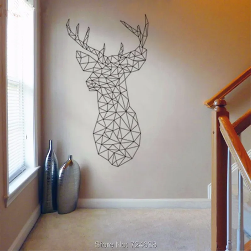 New Design Geometric Deer Head Wall Sticker Geometry Animal Series