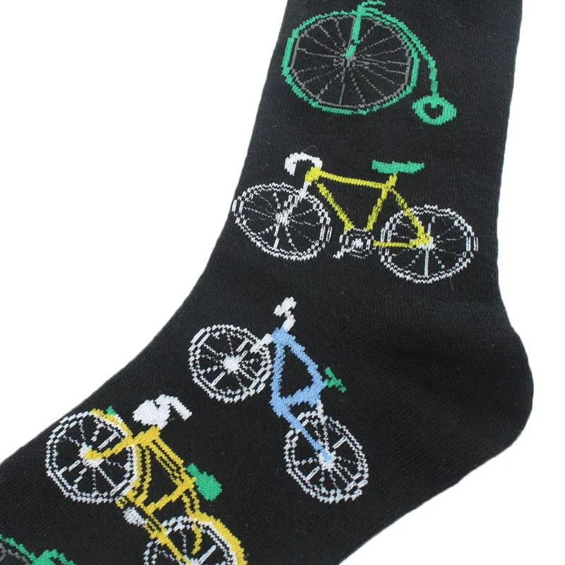 Счастливые мужские носки модный хип-хоп тренд индивидуальность забавные носки женские Харадзюку Удобные мультфильм велосипед унисекс милые носки