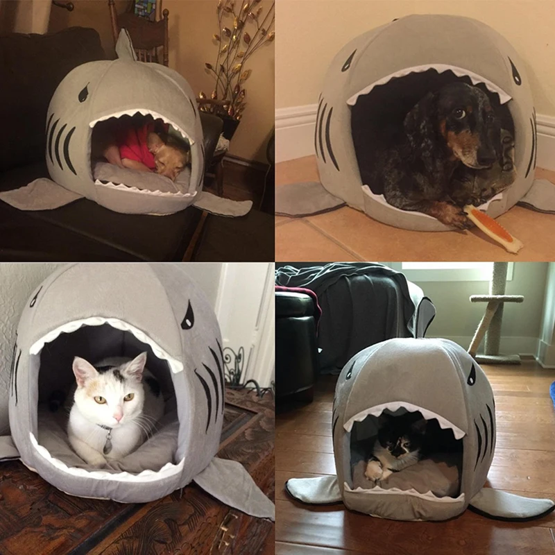 Акула Pet кровать пригодная для стирки домашняя пещера маленький средний собака