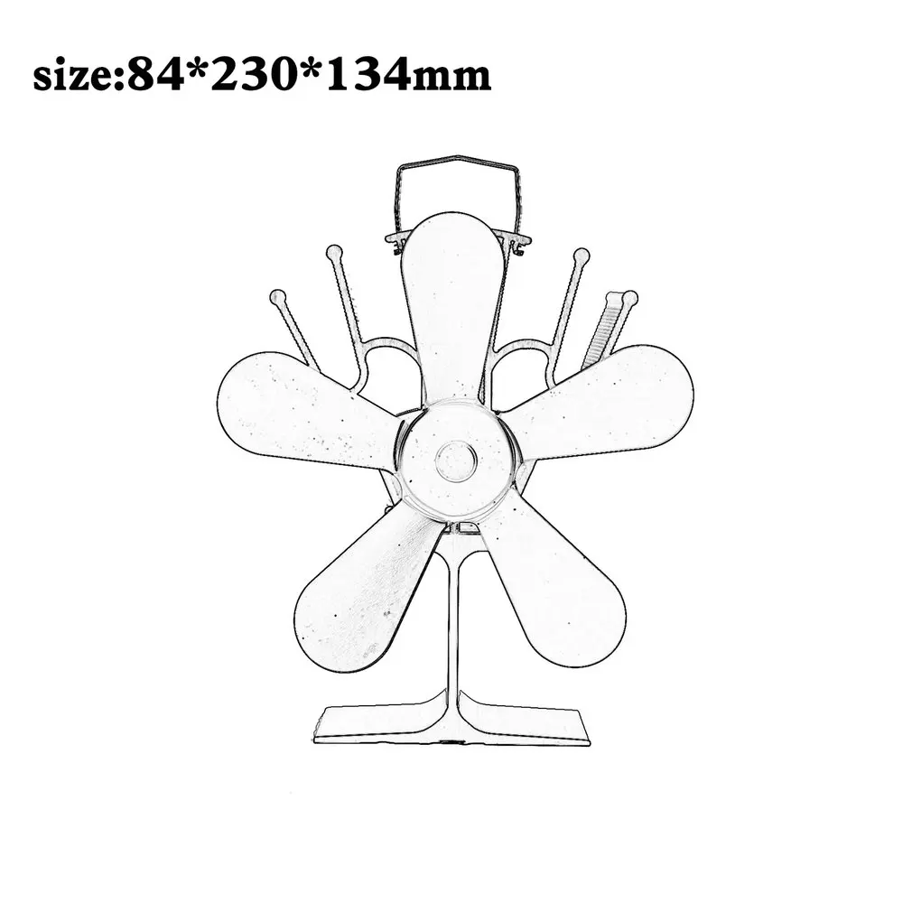 Тепловая мощность вентилятор для камина тепловая мощность ed Дровяная Печь вентилятор для дерева/бревен горелки/камина Экологичные пятилистные вентиляторы