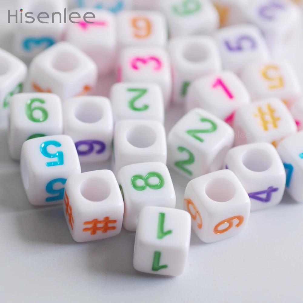 Hisenlee цветные шрифты 6x6 мм 200 шт/1 мешок квадратные случайные арабские цифры