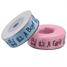 10 Yard Roll It is a Boy Girl Printed Ribbons Baby Shower Christening Streamers Satin Ribbon