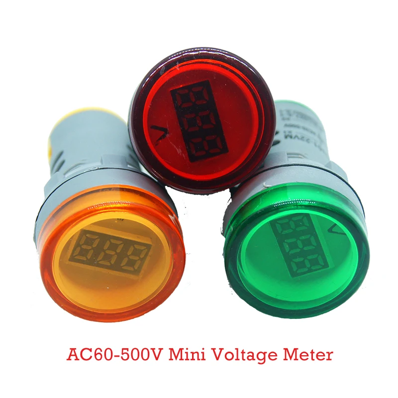 22 мм AD16 Тип AC60 500V мини Напряжение метр светодиодный цифровой Дисплей AC вольтметр