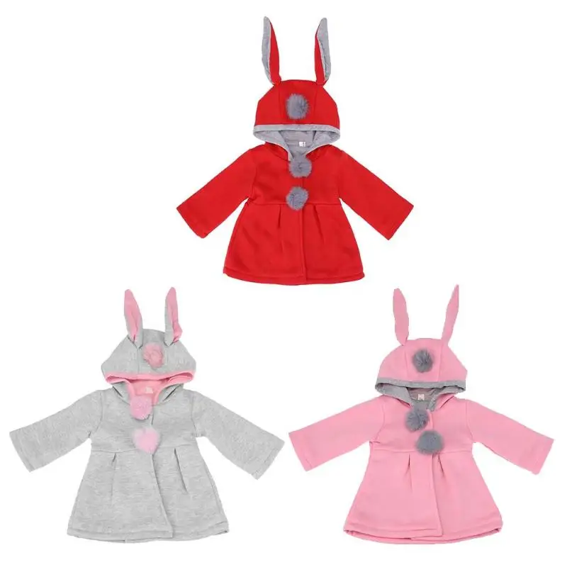 Милое пальто с капюшоном и заячьими ушками для маленьких девочек новые осенние Топы, детская теплая куртка, верхняя одежда и пальто детская одежда для малышей пальто для девочек