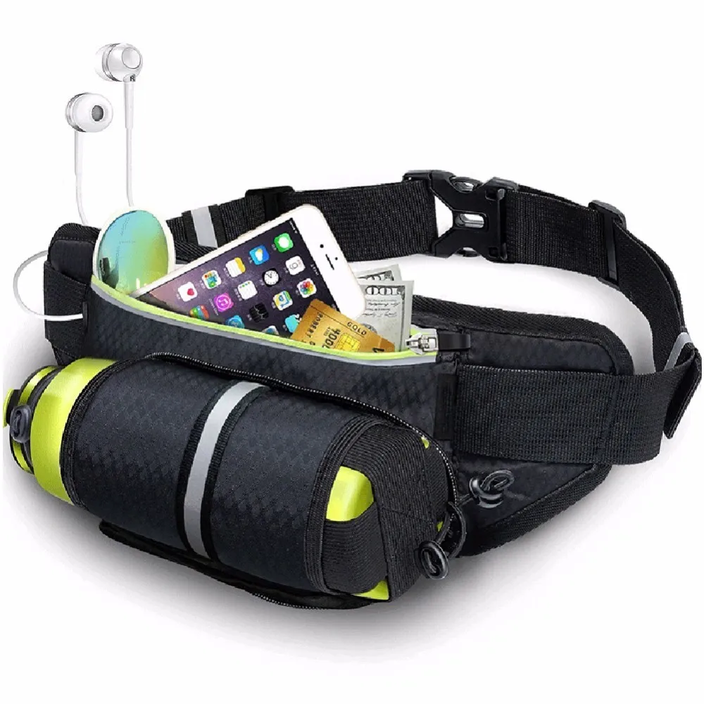 Men Women Waist Running Bag Sports Water Bottle Holder Running Belt Waist Bag Waterproof Fanny ...