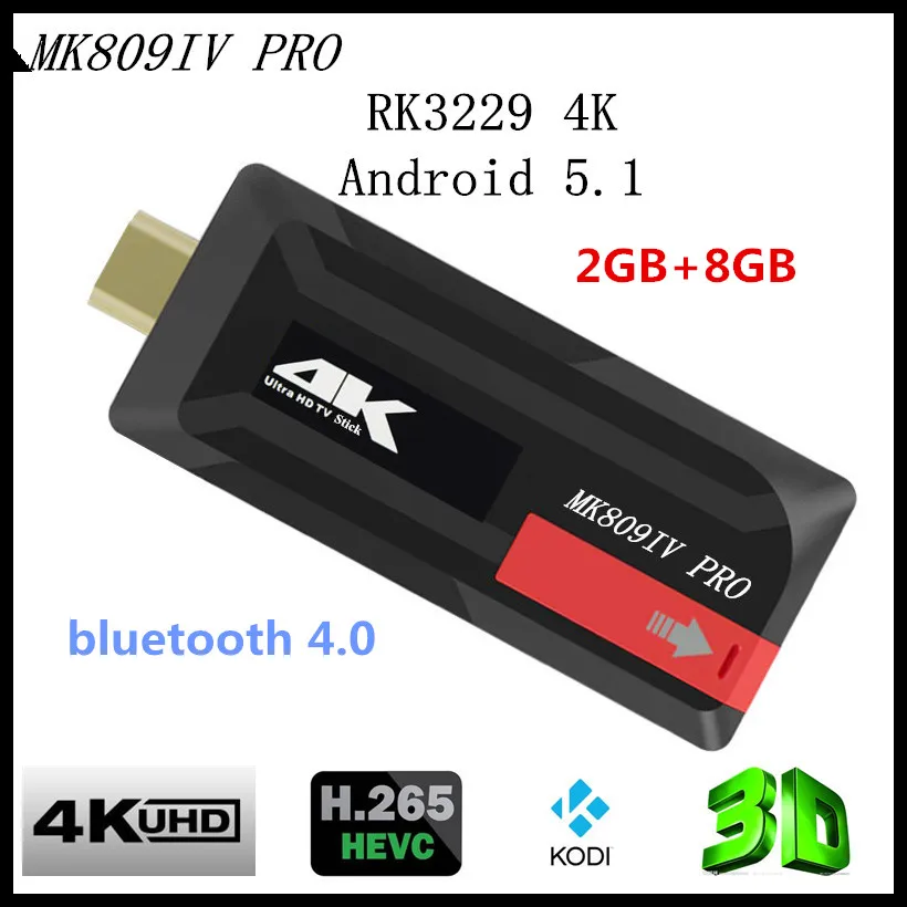 New MK809IV 4K Mini Pc Android 5.1 HDR H.265 Ram 2GB Rom 8GB Bluetooth 4.0 TV Stick Kodi 16.0 Preinstalled Miracast DLNA AirPlay