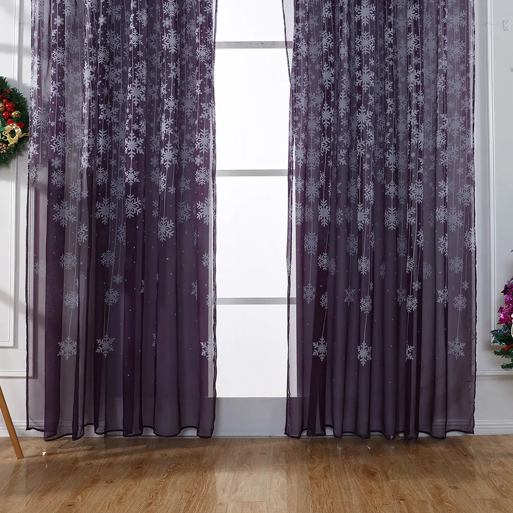 Занавеска Рождественская Снежинка, тюль, занавеска для двери, окна, драпировка, панель, отвесный шарф, подзоры, современная спальня, занавеска для гостиной, s#15 - Цвет: Grape purple