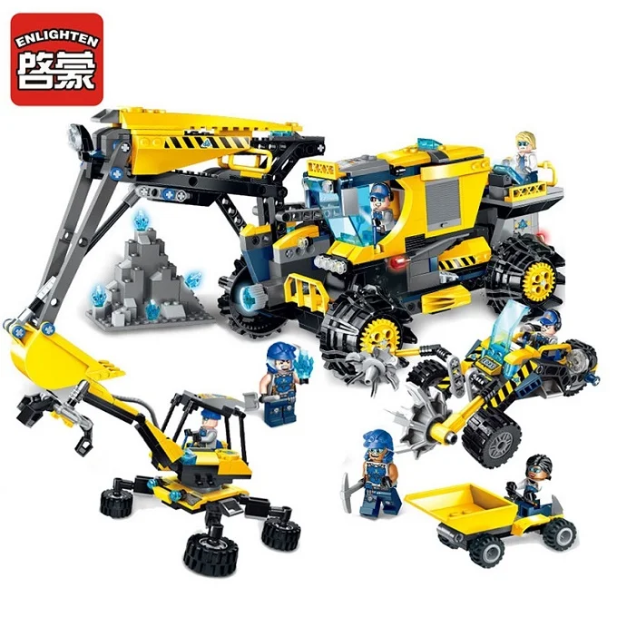 Просвещения Строительство Building Block Кианит Squad Sweeper экскаватор 8 Рисунок 734 шт. кирпич-без коробки - Цвет: 2403 2404 2410