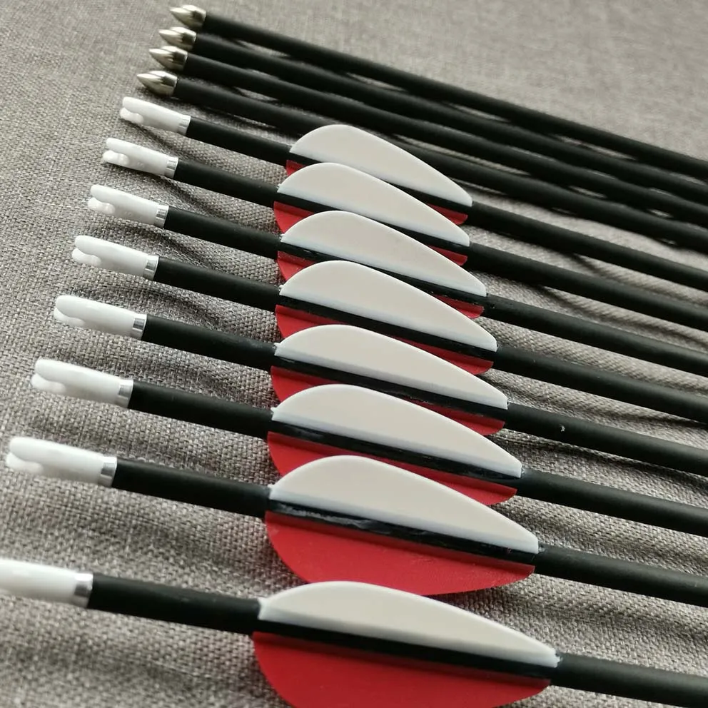 

12pc New Pure Carbon Arrow Spine 500 600 700 800 900 1000 1100 1300 1500 1800 ID 4.2 mm Archery for Recurve Bow Hunting Shooting
