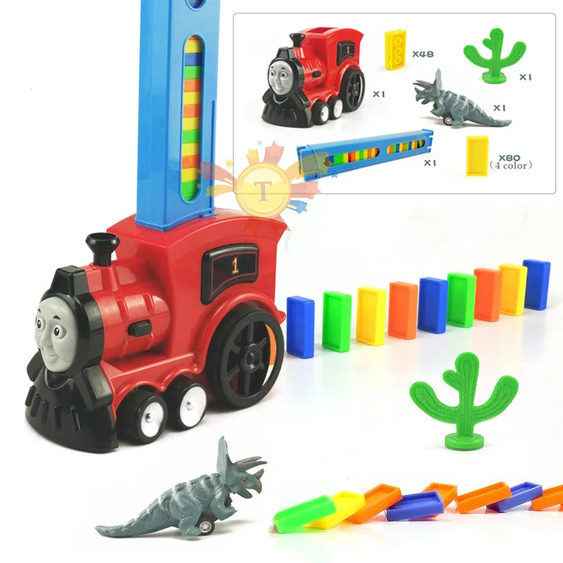 Put Up домино игра игрушечный комплект автоматическое размещение поезд со светом Звук развивающие строительные блоки DIY игрушки подарок для детей - Цвет: Red 1
