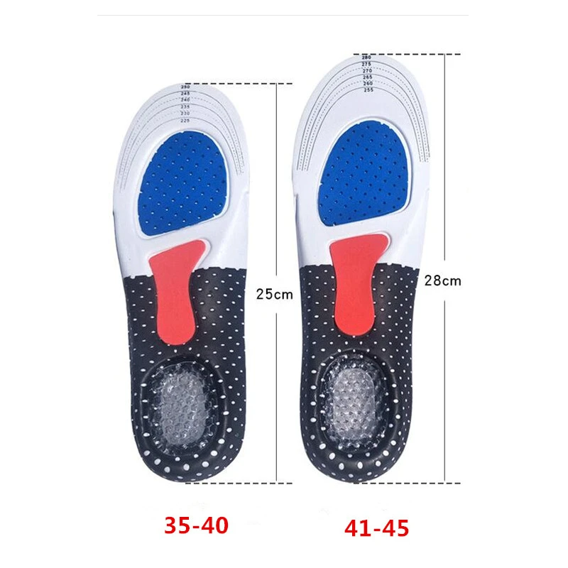 Мужские и женские силиконовые стельки, гелевые стельки для обуви, ортопедические стельки, дезодорант, массажный амортизатор, обувь, стельки, размер EU35-45