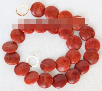 

Jewelr 004981 Genuine 18" natural squama coin red sponge coral necklace