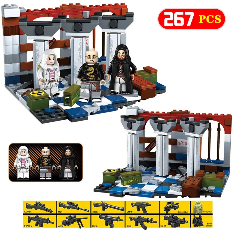 

New PUBG FPS Battlegrounds Winner Chicken Dinner Game Compatible Legoings Military Army Weapons Building Blocks Toys For Boys